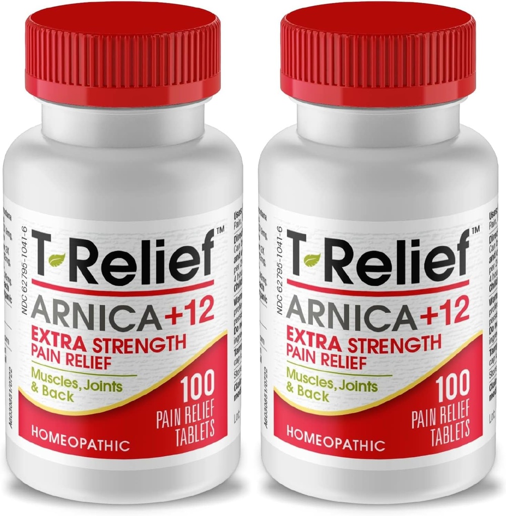 T-Relief Extra-Strength Arnica +12 背中の痛みの関節の痛みと緊張、女性と男性のための全身の高速行動救済 - 100錠(2パック)