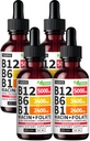 (4パック)ビタミンB12とB6液体ドロップ、B12サブリンガルビタミンBコンプレックス - B12ビタミン5000mcg - エネルギー、脳、および27,200 mcg、ラズベリー、80のサービングによるハートサポートのためのB12メチルコバルミン