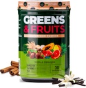 Nutrology Greens & Fruits Powder-Naturally Sourced Superfood, Beet Powder, Mushroom Blend, Probiotics, Digestive Enzymes, Fiber, Antioxidants, Immune Support, Gluten Free - Vanilla Cinnamon