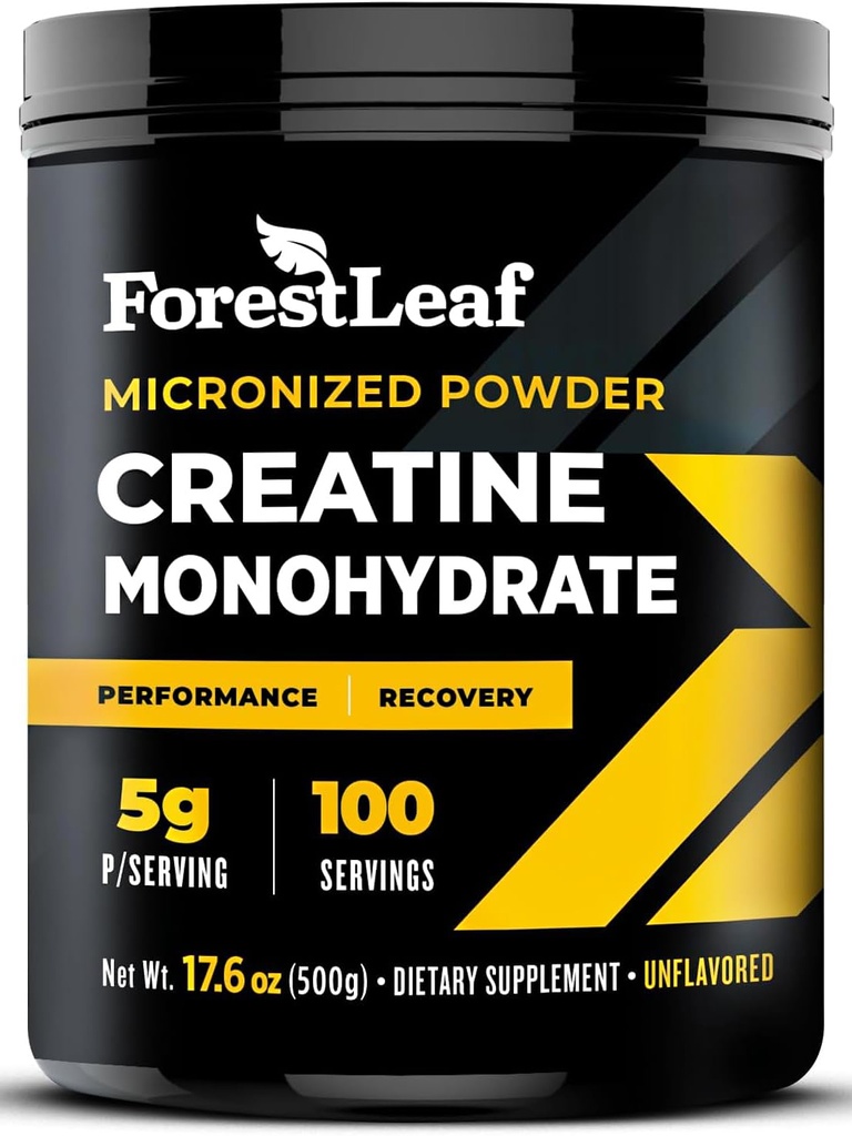 ForestLeaf Micronizedクレアチンモノハイドパウダー - 筋肉の成長と強度を最大化 - 女性と男性のための非風味のクレアチン - サービングあたり5G - 100サービング