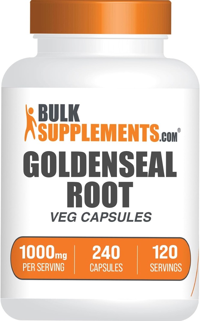 BulkSupplements.comゴールデンシールルートカプセル - ハーブサプリメント、ゴールデンシールルートから供給 - ビーガン&グルテンフリー、サービングあたり1カプセル、240ベジカプセル(パッケージ1)