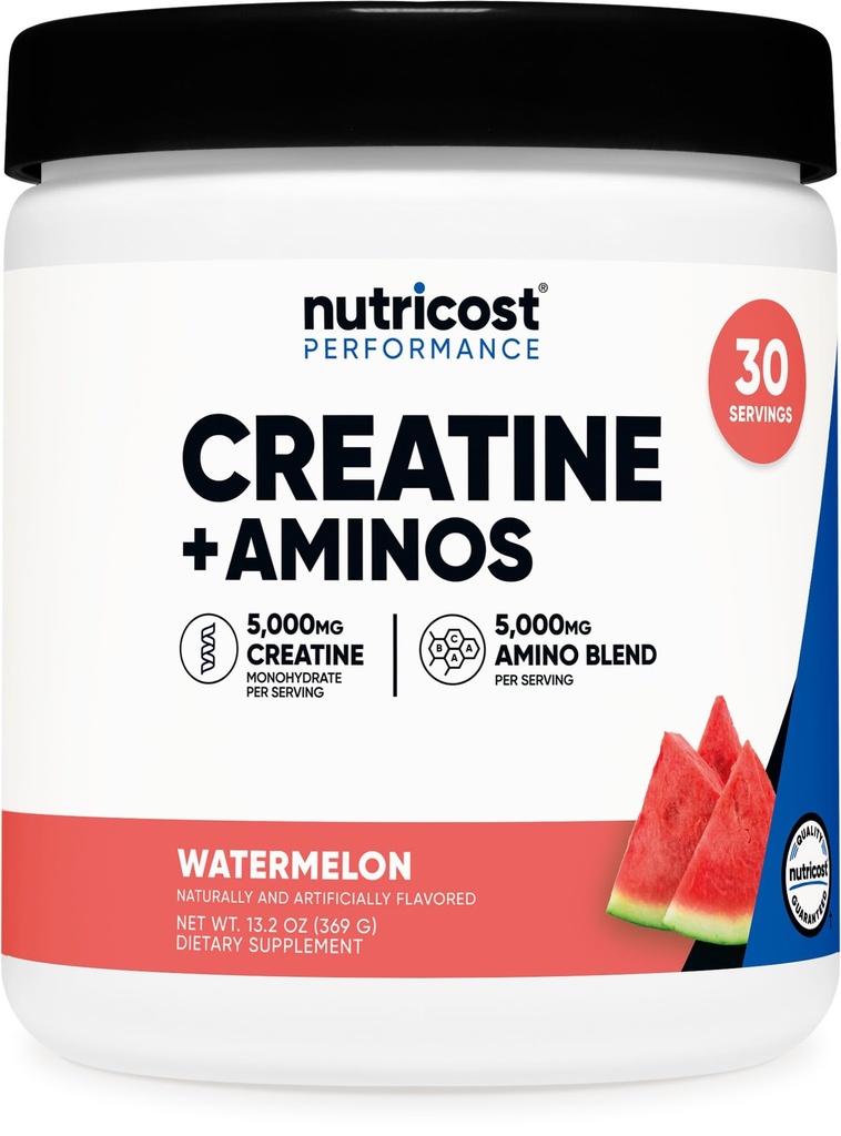 Nutricostクレアチン+アミノ30サービング(スイカ風味) - 5,000mgクレアチンモノハイド+ 5000mgアミノBCAAブレンド