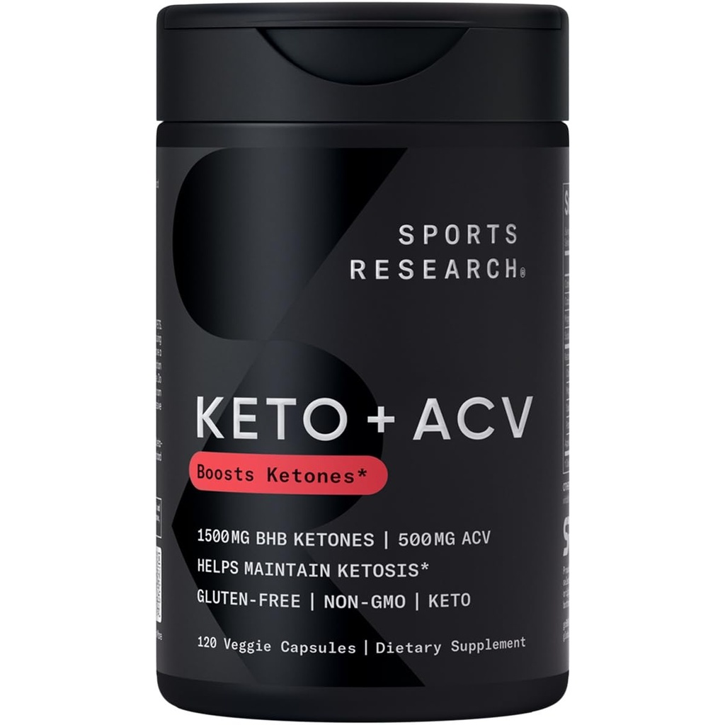 スポーツリサーチ® ケトプラス ACV カプセル - アップルサイダー Vinegar の 500 mg の食事療法サポート & 1500 mg goBHB® 外因性ケトン - グルテンフリー & ケト 認定 - 120 野菜カプセル