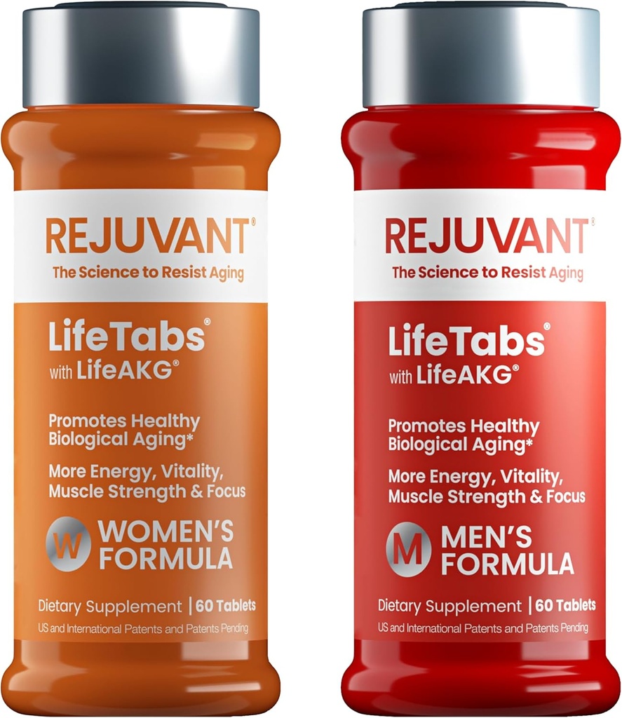 Rejuvantの人の及び女性のAKGの長寿の補足- 2のパック(1人の+ 1人の女性の) 1000MG 98%の純粋なカルシウム アルファKetoglutarate -細胞修理及び機能のための特許を取られたSustainedReleaseの方式