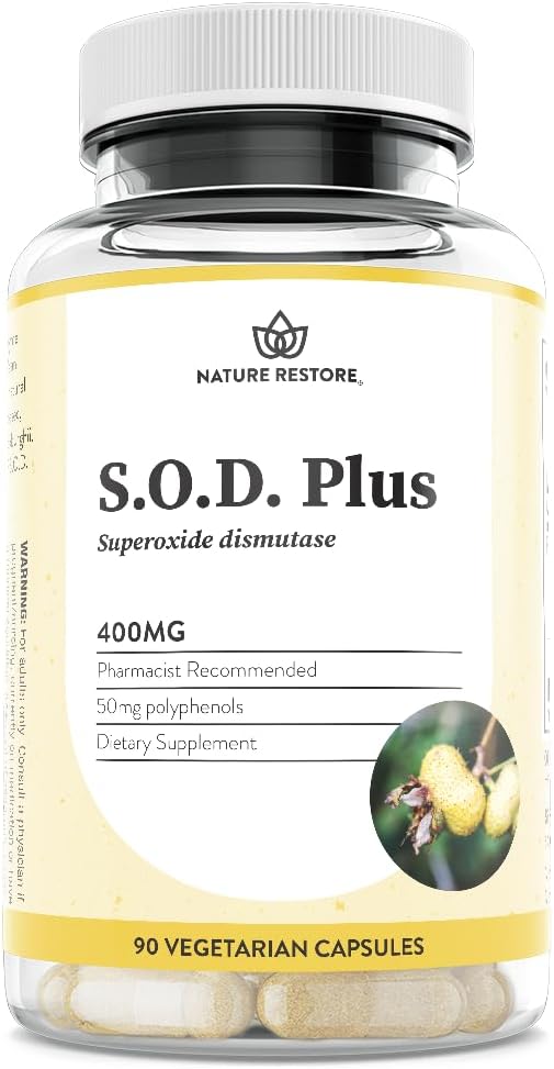 Nature Restore S.O.D. 超酸化物ディスミューターゼサプリメント, 4,000 IU SOD-Likeアクティビティ, ビーガン, 90カプセル, 非GMO, グルテンフリー