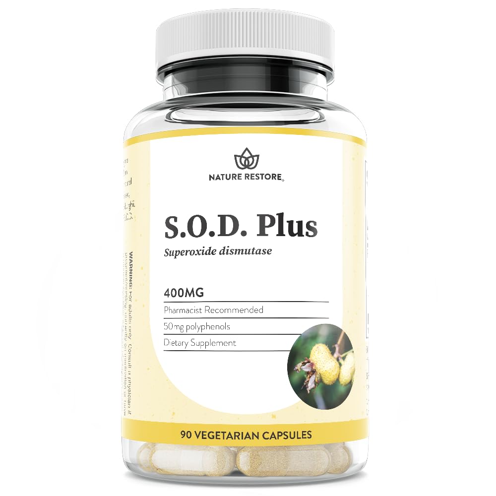 Nature Restore S.O.D. 超酸化物ディスミューターゼサプリメント, 4,000 IU SOD-Likeアクティビティ, ビーガン, 90カプセル, 非GMO, グルテンフリー