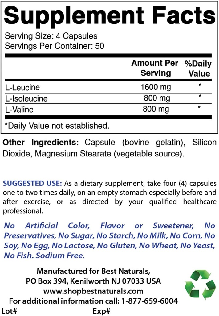 ベストナチュラル BCAA 3200mg & B-100コンプレックス