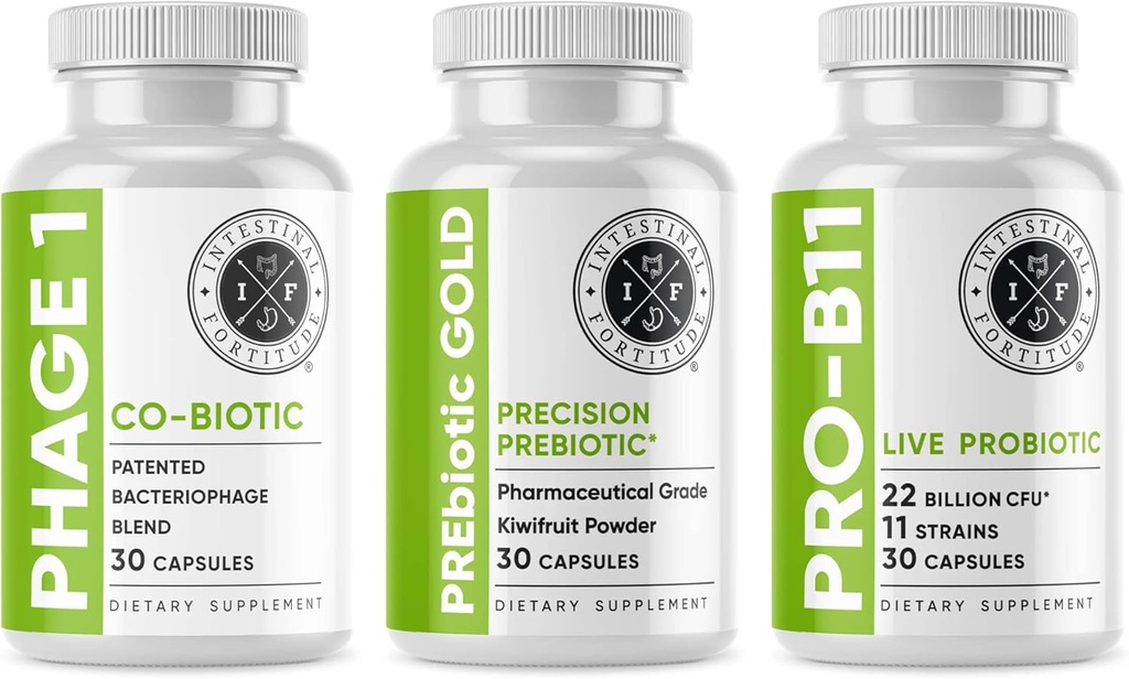 腸の適性の腸の健康の補足の束 - プレバイオティクスの金、PRO-B11、Phage 1 - w/Gold Kiwifruitのペクチン、SCFA、およびマイクロバイオーム サポート、グルテン、大豆および酪農場なしのカプセルのための22のビリオンCFU