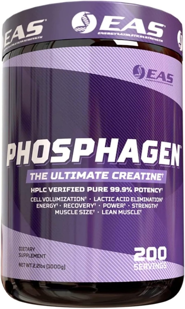 EAS Phosphagen 究極のクレアチンパウダー | パワー、強度、筋肉サイズ、細胞増量 | 純粋な99.9% 効力 | 200 サービング(非吸収)
