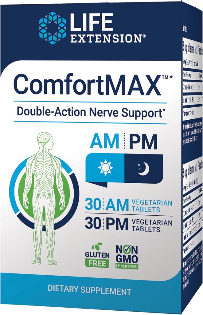 ライフエクステンションComfortMAXTM、ホノキル、ペア for Nerveサポート&不快な救済、グルテンフリー、非GMO、ベジタリアン、60錠