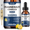 マグネシウムのGlycinateの液体の低下、クエン酸塩、Malate 500mg Ashwagandha、L-Theanine、睡眠のためのビタミンB6、カルム、圧力救助、骨、筋肉、気分-レモン味