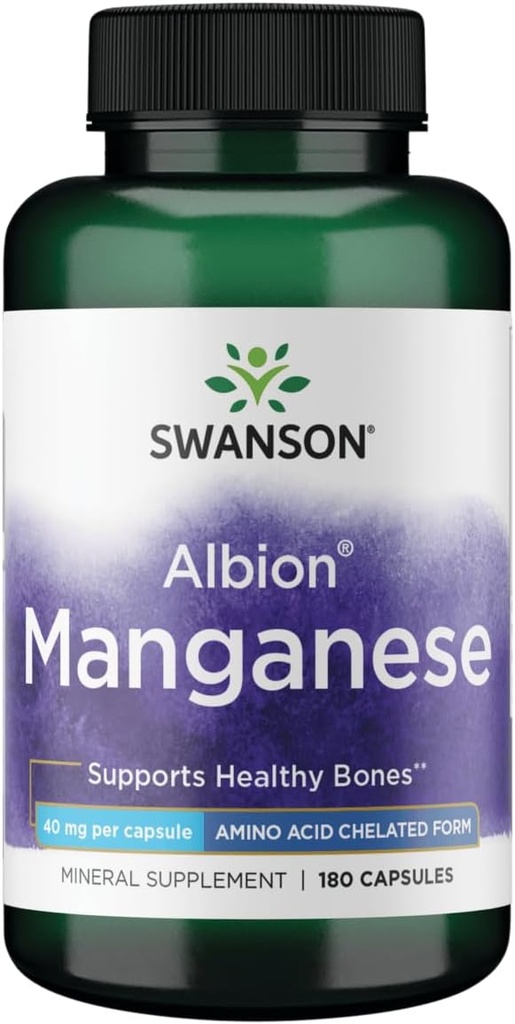 Swanson Albion Chelated Manganese Glycinate 40 Milligrams 180 Capsules