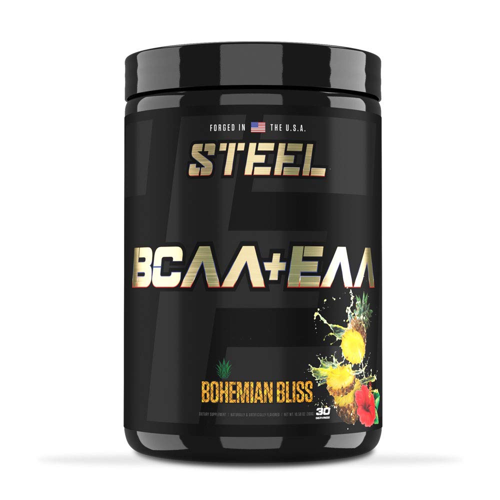 スチールサプリメント | 高性能BCAA EAAパウダー | リーンマッスル成長とワークアウトの耐久性を促進 | 2:1 筋肉を回復するための比率 より速い30 サービング. (ボヘミアンブリス)