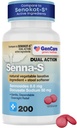 GenCare - Senna-S Natural Vegetable Laxative Plus Stool Softener Dual Action (200 Tablets) Value Pack | Gentle Dependable Overnight Relief of Occasional Constipation Generic for Senokot-S
