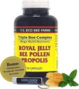 YS Organics Triple Bee Complex、Royal Jelly、Bee Pollen、Propolis - 90カプセルにパックされた自然の力 世界的な栄養多目的キーチェーン