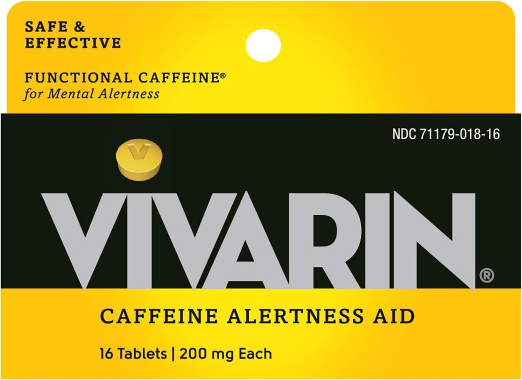 Vivarin、カフェインの丸薬、線量ごとの200mgカフェイン、安全そして効果的にあなたがAwake、砂糖無し、カロリーまたは隠された原料、エネルギー補足、16のタブレット(6パック)とどまるのを助けます