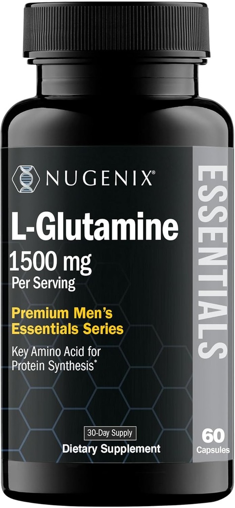 NugenixはLグルタミン、1500mg 100%の植物Lグルタミンのアミノ酸、蛋白質の統合、サポート細胞機能、60のカプセルに精通します