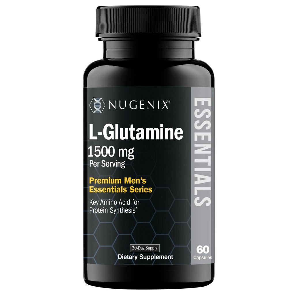 NugenixはLグルタミン、1500mg 100%の植物Lグルタミンのアミノ酸、蛋白質の統合、サポート細胞機能、60のカプセルに精通します