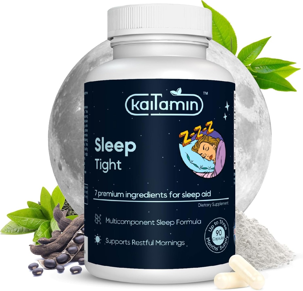 メラトニン自然睡眠補助金、テアニン、5-HTP、GABA、マグナpruriens、Pellodendron、マグネシウム睡眠&ストレスサポート、90カプセル45日の供給 - 7 in 1睡眠補助金