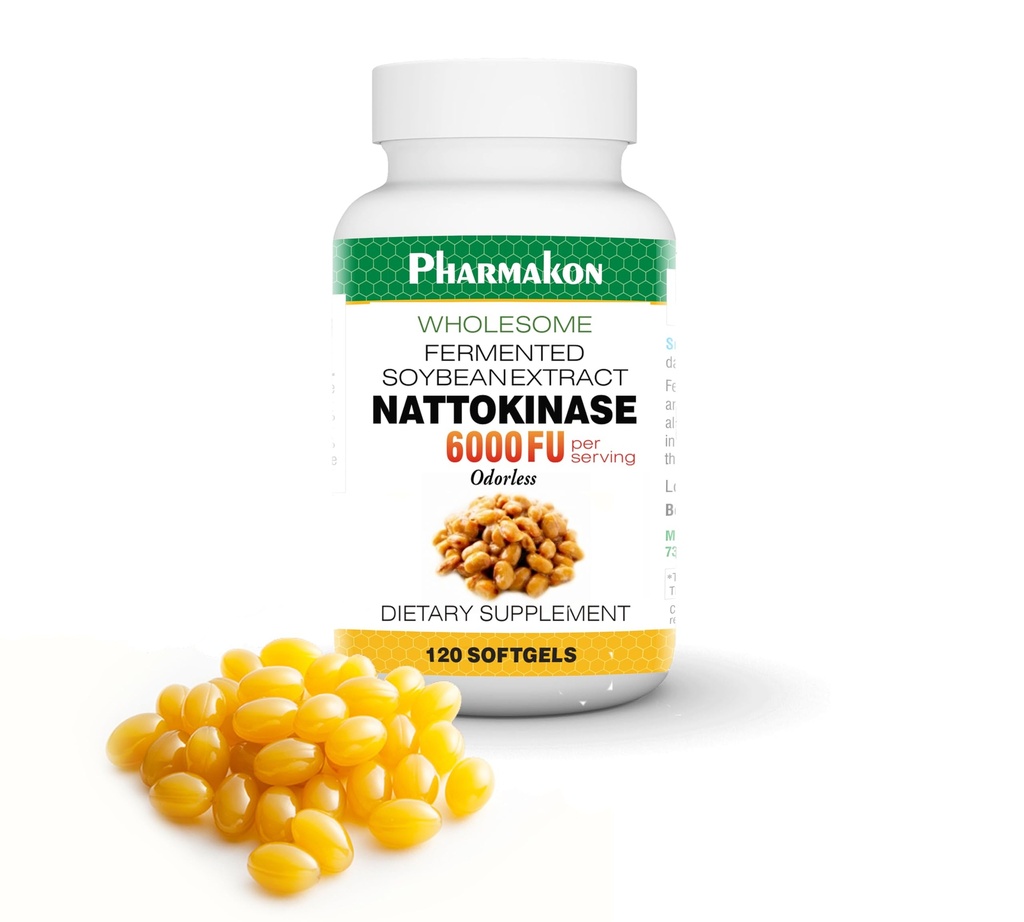 PHARMAKONの自然なNuttokinaseの有機発酵させた大豆のエキス、サービングごとの6000のFUs