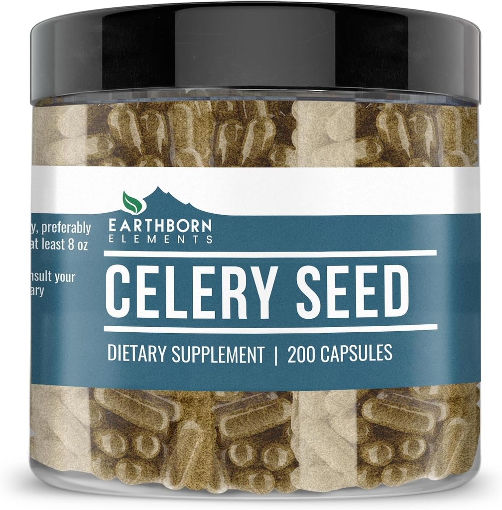地球の要素のCeleryの種200のカプセル、純粋及びUndiluted、添加物無し