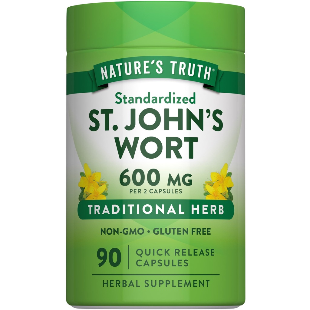 Nature's Truth St Johns Wort 600mg | 90カプセル | 標準化エキス | 非GMO&グルテンフリーサプリメント