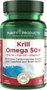 純度プロダクトKrill Omega 50 (Krill +の魚油のブレンド1000mg +アスタキサンチン500mcg + Phospholipids 200mg +ビタミンD 500 IU) - 60の小型Softgels