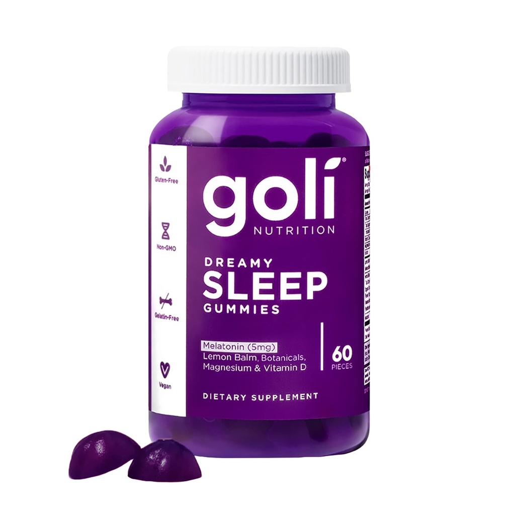 Goli Dreamy Sleep Gummy - 60カウント - メラトニン、ビタミンD、マグネシウム、レモンバームエキス - ゼラチンフリー、グルテンフリー、ビーガン&非GMO