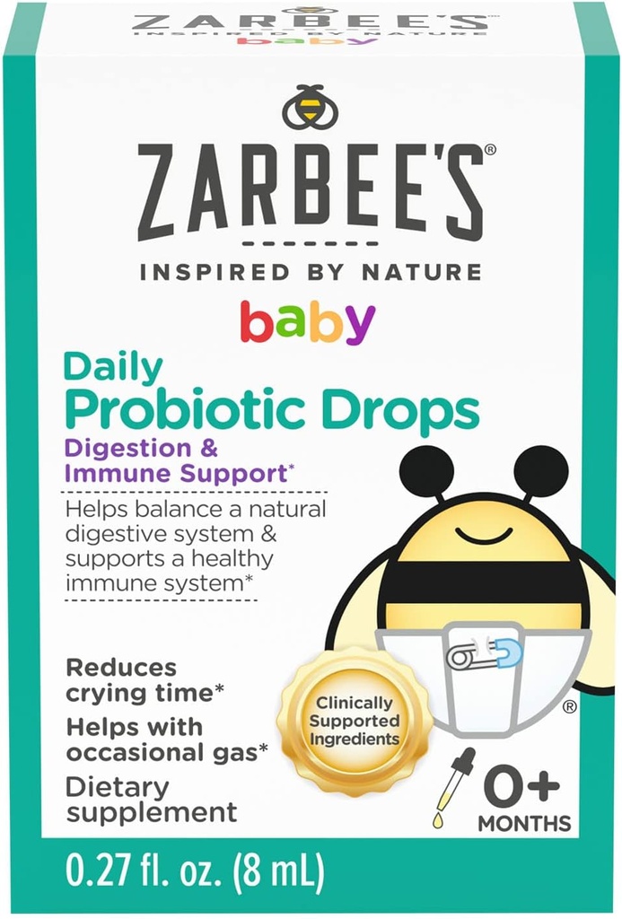 ZarbeeのBaby Probioticドロップ、毎日の消化+免疫サポート、新生児&アップ、0.27 Fl Oz