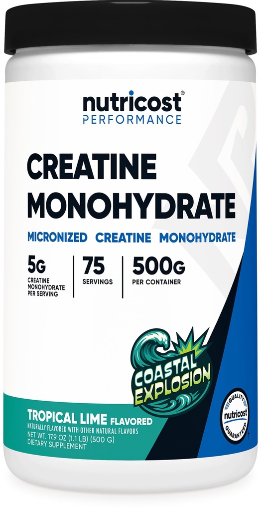 ヌトリコストクレアチンモノハイドパウダー(Coastal Explosion、500グラム) - Micronizedクレアチンサプリメント - ビーガン、GMOフリー、グルテンフリー、グルテンフリー