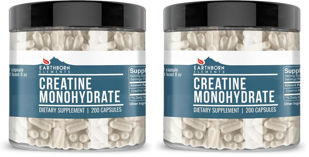 地球の要素のクレアチンの Monohydrate 200 のカプセル、純粋及びUndiluted、添加物無し(2)のパック