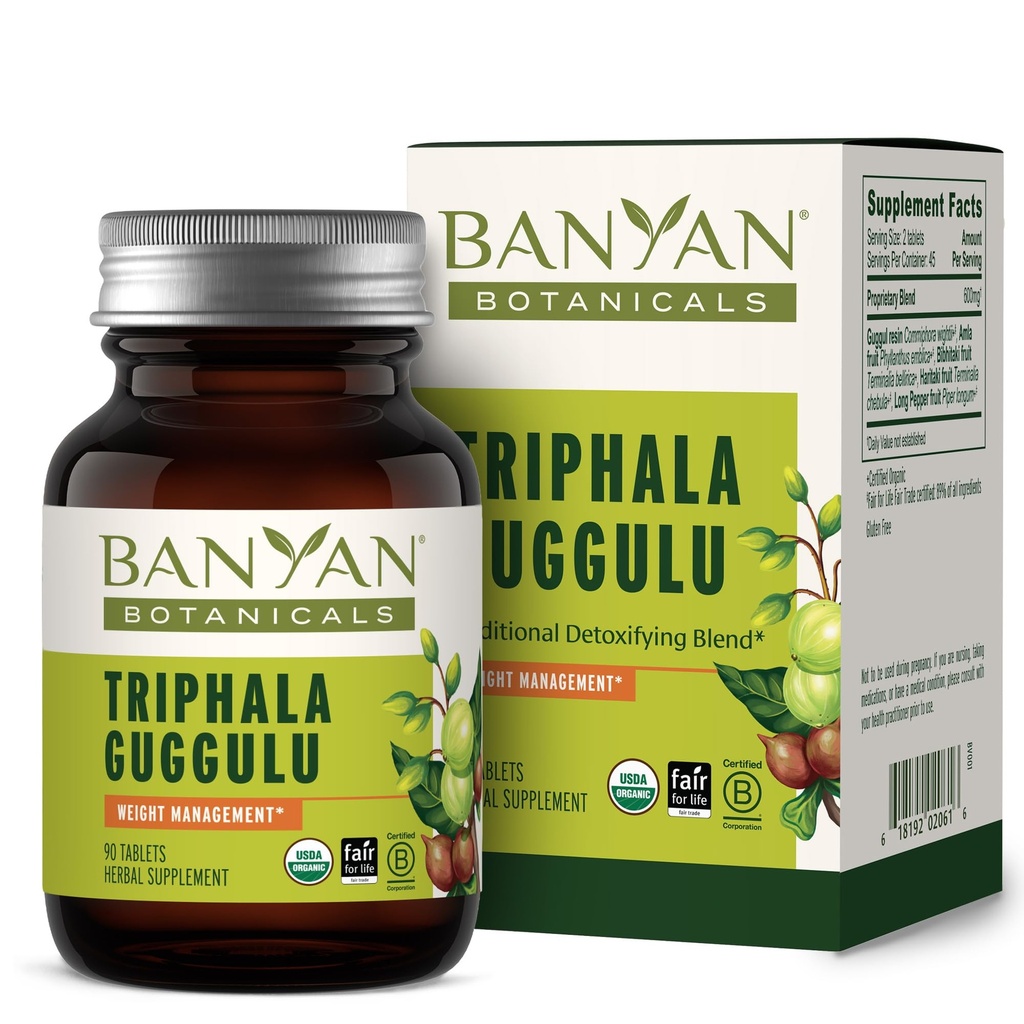 Banyan Botanicals Triphala Guggulu – Guggulu樹脂とオーガニックTriphalaサプリメント – ヘルシーな消化をサポートするためのハーブデトックスサプリメント* – 90錠 – 非GMO持続的に供給ビーガン