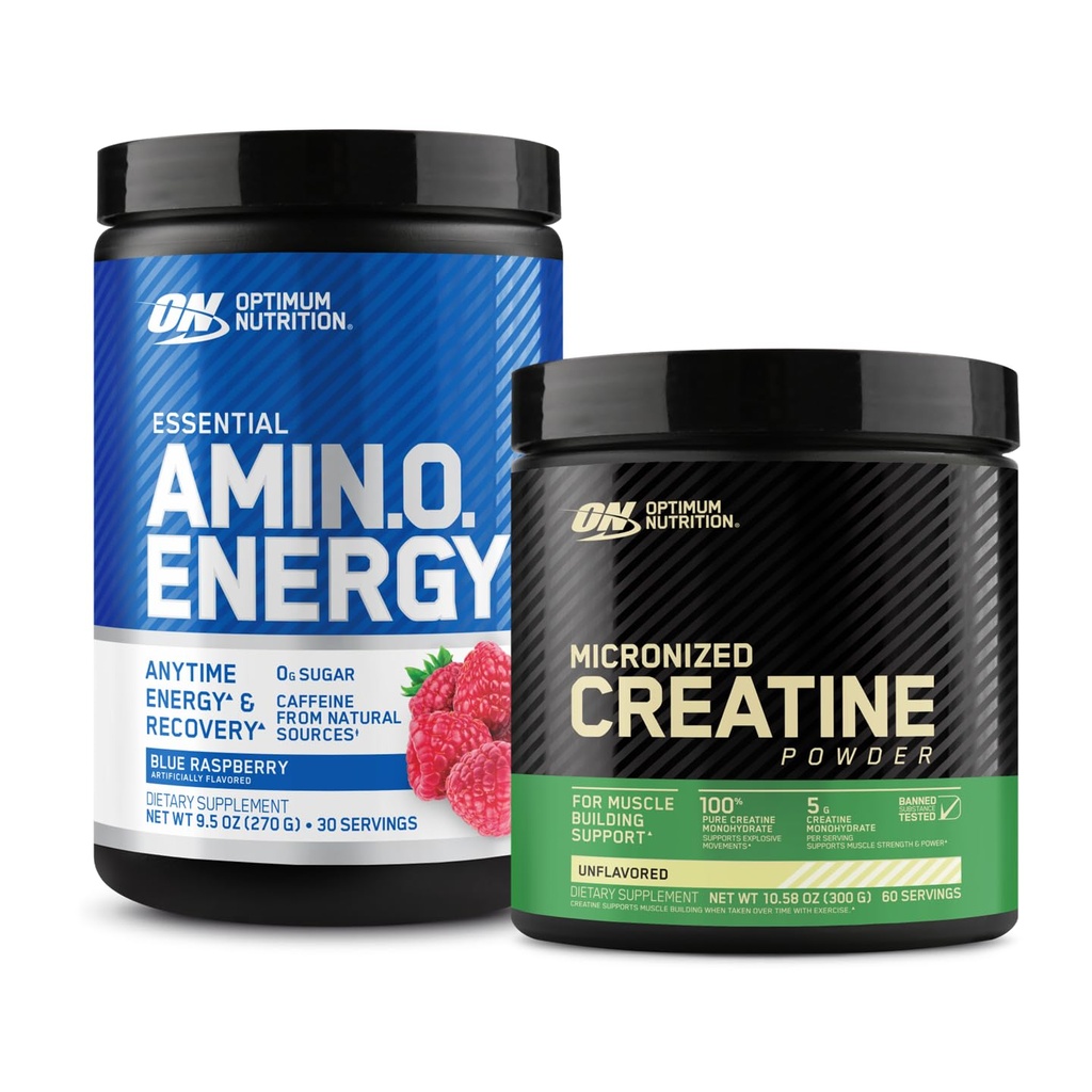 最適栄養アミノエネルギー - 緑茶、BCAA、アミノ酸&マイクロナノ化クレアチンモノハイドパウダー、アンフレーバー、ケトフレンドリー、60サービングとプレワークアウト