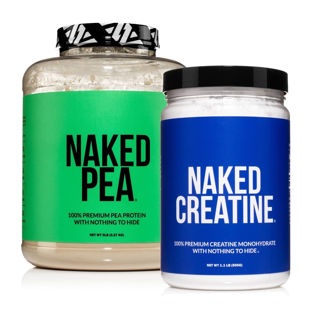 NAKEDビーガン筋肉成長と回復バンドルクレアチンと5LB非風味のピー