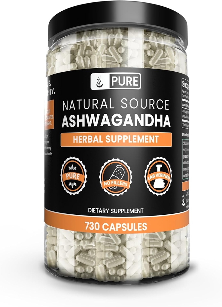 純粋な元の原料のashwagandha (730のカプセル)マグネシウムか米の注入口無し、常に純粋、実験室は確認しました