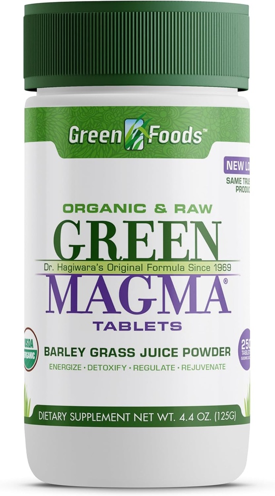 Green Foods Original Green Magma Barley Grass Nutritional Supplement, 250 Tablets (500mg Ea) Certified Organic