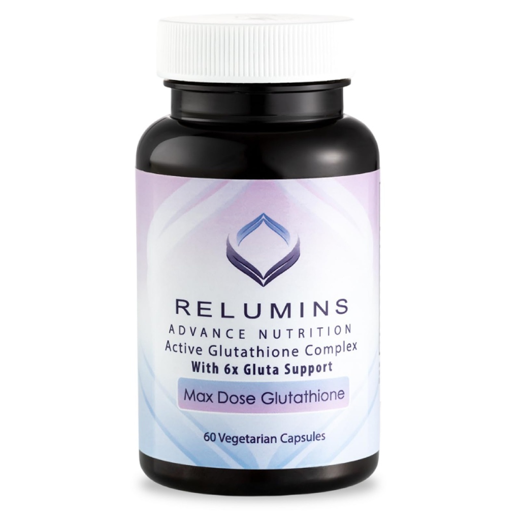 Relumins Advanceの白い活動的なグルタチオンのコンプレックス- 6X ブースター、ALA 及び NAC の最高の線量 900mg グルタチオン-反老化の皮の明るくなる補足- 60 の菜食主義者のカプセル(30 のサービング)