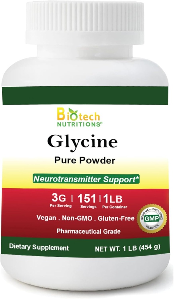 Pure Glycine Powder 16 oz Gluten Free Non-GMO Made in USA