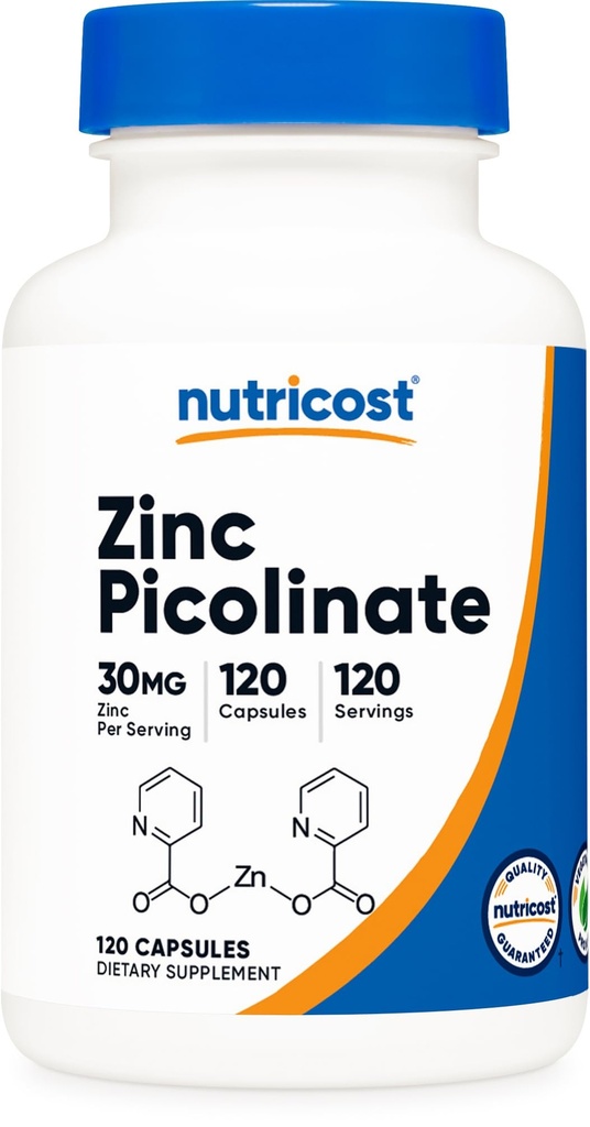Nutricost亜鉛ピコリン酸塩30mg、120カプセル - グルテンフリーと非GMO
