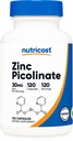Nutricost亜鉛ピコリン酸塩30mg、120カプセル - グルテンフリーと非GMO