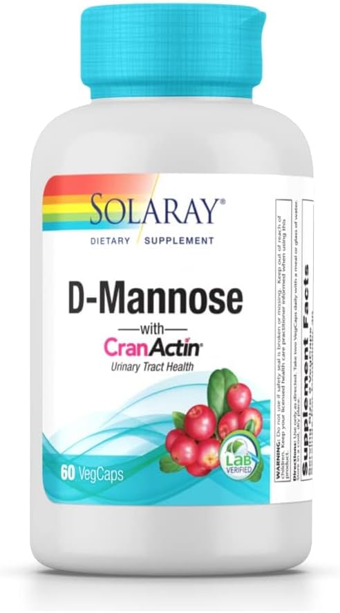 SOLARAY D-Mannose with CranActin, 60 Vegetarian Capsules