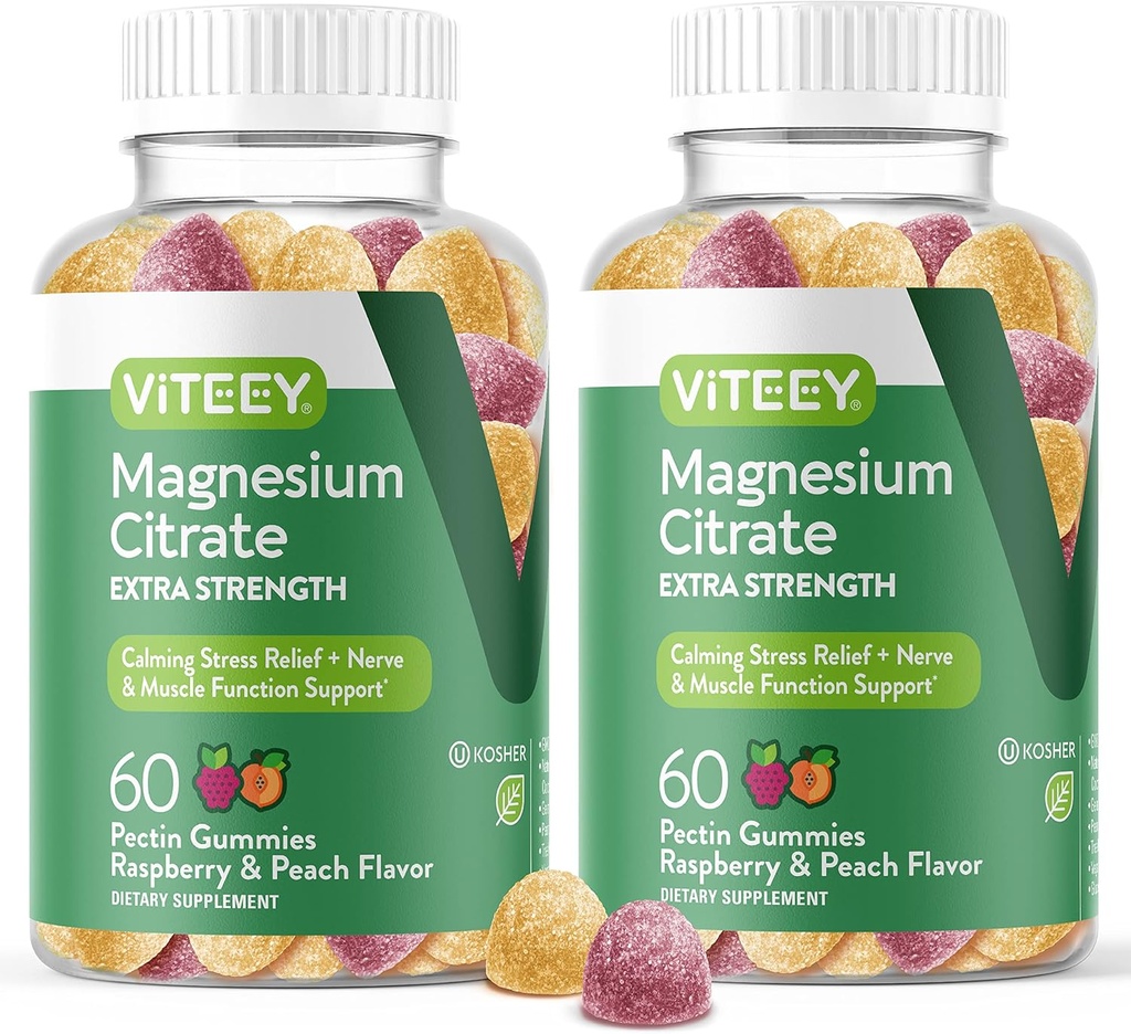 大人のためのVITEEYのマグネシウムのガミー-カルムのためのマグネシウムのクエン酸塩のガミーの170mg、睡眠、神経及び筋肉機能サポート-ビーガン、グルテンフリー- 120の計算