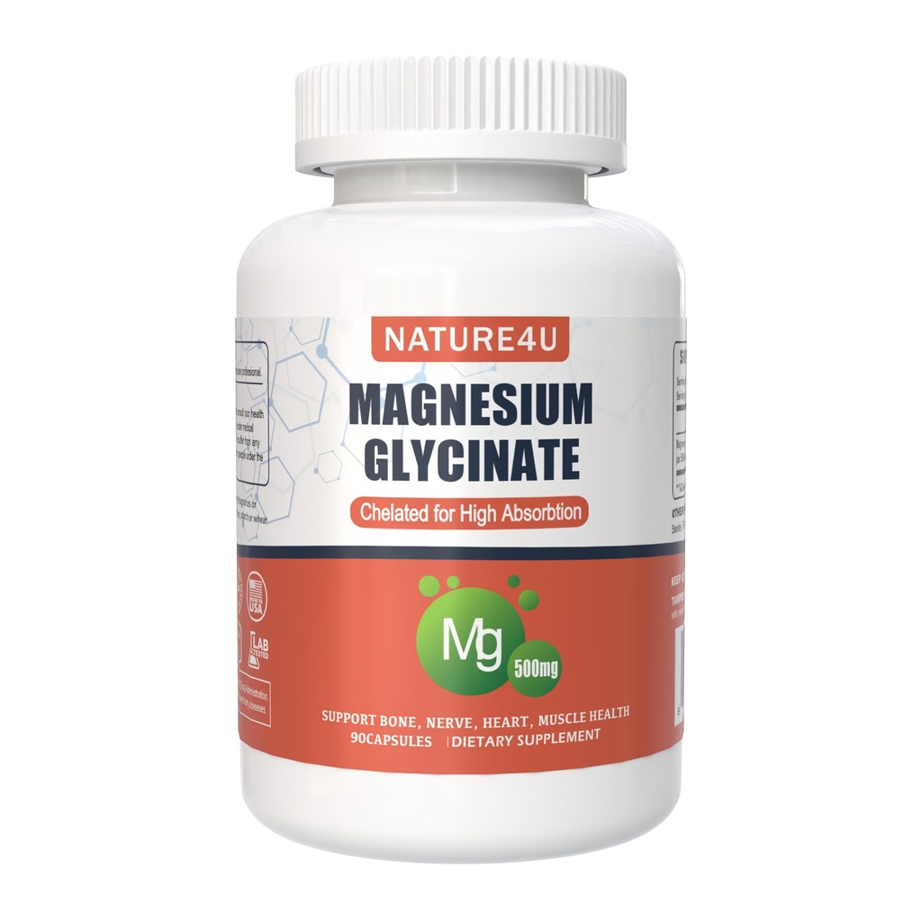 マグネシウムのGlycinate 500mgの睡眠、筋肉、中心、決しておよび骨サポート、90のカプセルのための高い吸収のマグネシウムの補足のための100%のChelate