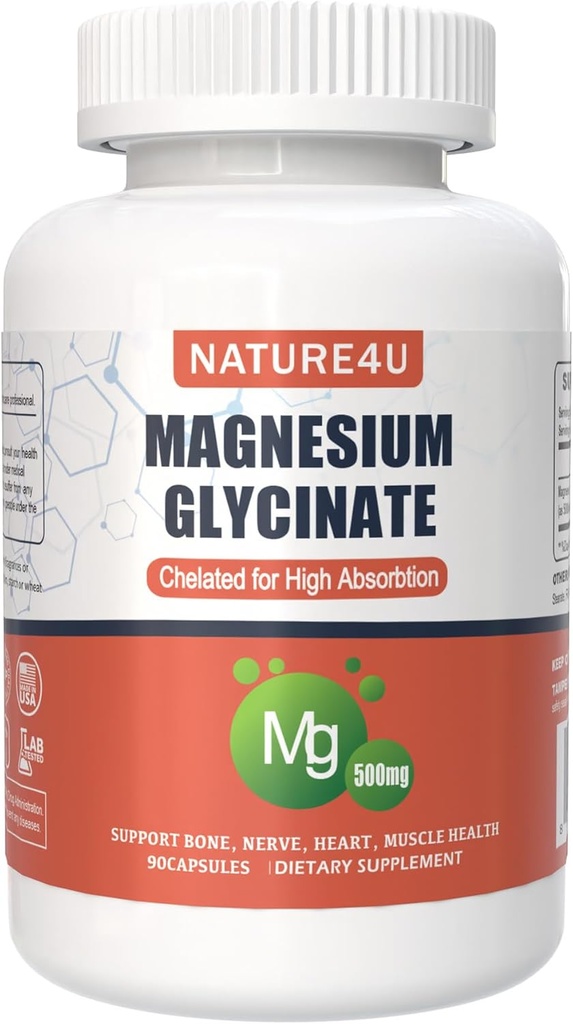 マグネシウムのGlycinate 500mgの睡眠、筋肉、中心、決しておよび骨サポート、90のカプセルのための高い吸収のマグネシウムの補足のための100%のChelate