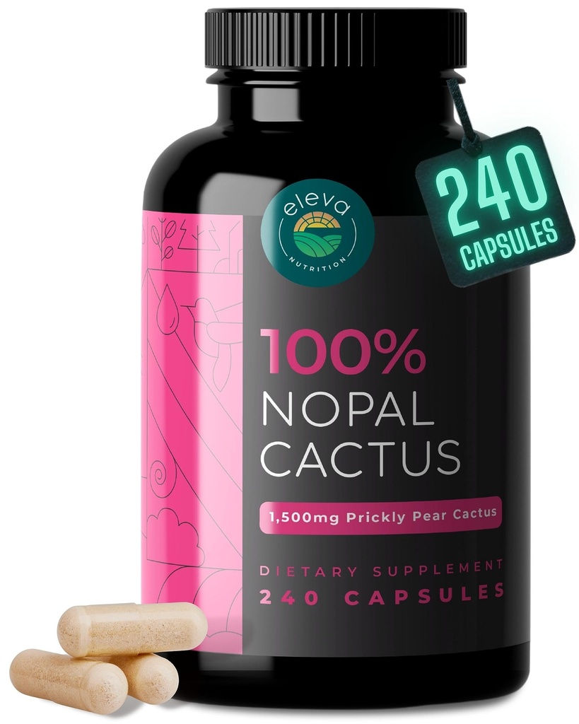 NopalのCactusのカプセル1500mg-有機性太陽乾燥されたPricklyは吸収のためのCactusのフルーツの粉及び黒いペッパーのエキス-自然なPricklyは極度の補足繊維、ビタミンおよび鉱物240のカプセルを扱います