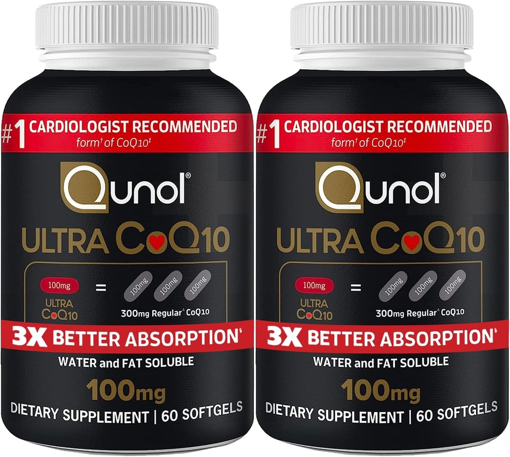 Qunol Ultra CoQ10 100mg 3Xのよりよい吸収の特許を取られた水および脂肪容解性の自然な補足の形態 心の健康のパックのSoftgels、120の計算のためのCoenzyme Q10の酸化防止剤