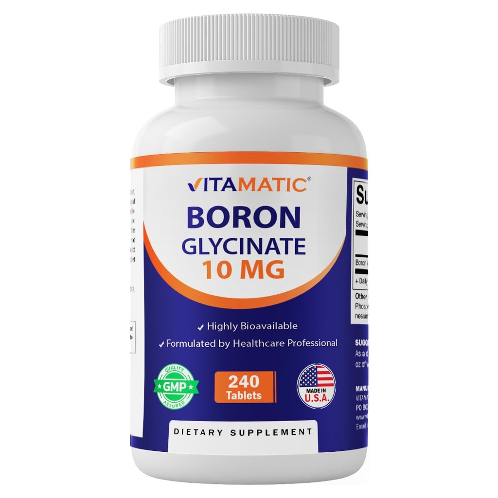 VitamaticのChelatedのホウ素(Glycinateとして) 10mg 240のタブレット-サポート ホルモンのバランス、骨の健康及びコネクティブのティッシュ