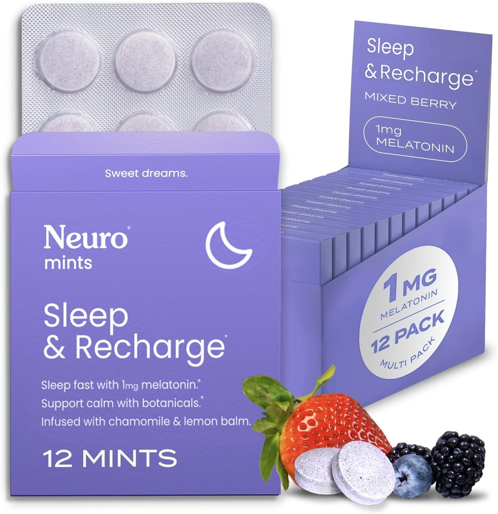 NeuroGum Melatonin 1mgの睡眠及び再充電のミント(144部分) - より速い分解のMelatoninの砂糖はよりよく眠るのためのレモン バルム及びシャングリームと- Calmの睡眠の補足-混合された果実味と自由なミントを放します