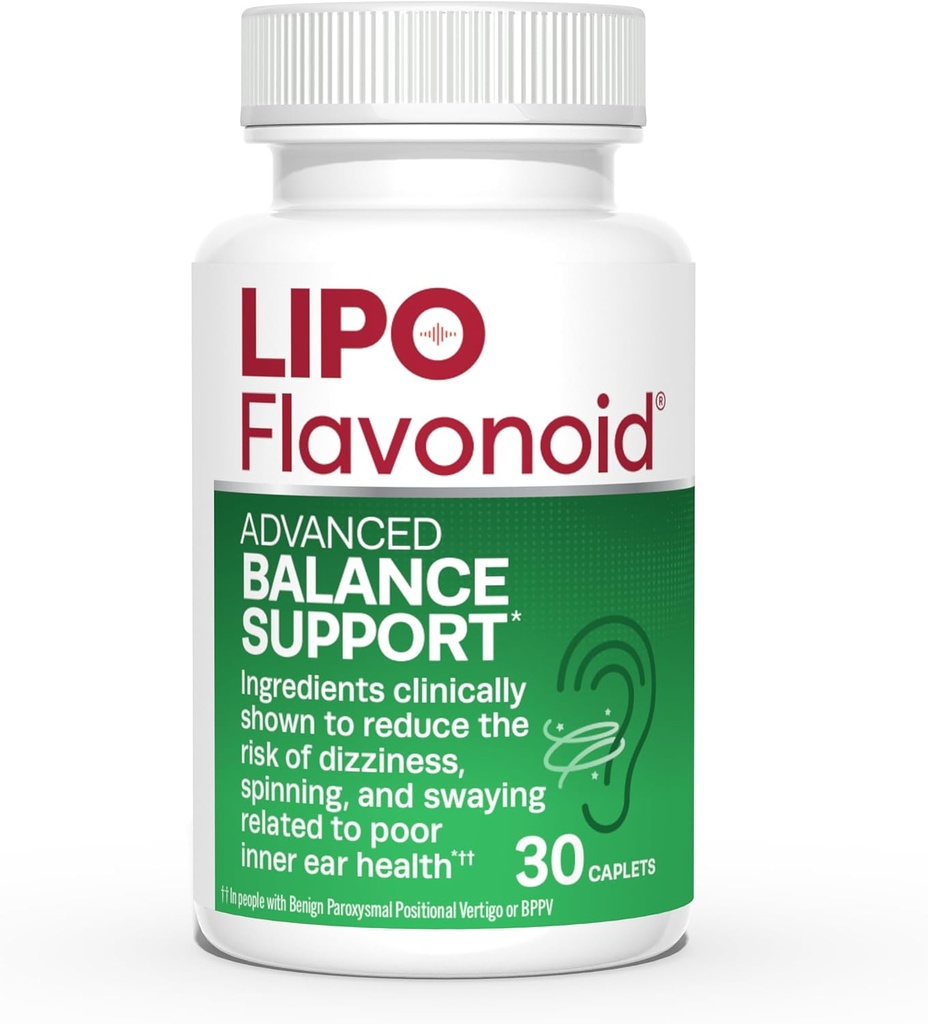 Lipo-Flavonoid Balance Support Supplement - Inner Ear Health & Vertigo Relief with Ginkgo Biloba, Bioflavonoids, & B Vitamins - Reduces Dizziness, Spinning, & Swaying - 30-Count