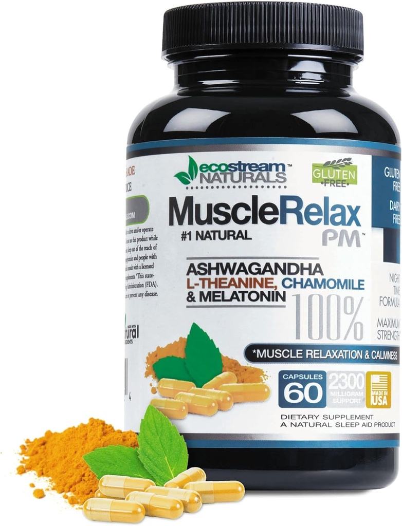 ナチュラルナイトタイムサポートマッスルリラックスPM - 2,300ミリグラム以上の強度 - 消去ナイトタイムカプセルは、マグネシウム、アッシュワガンハ、バレリアン、パッションフラワーで残りのサポートをカプセル